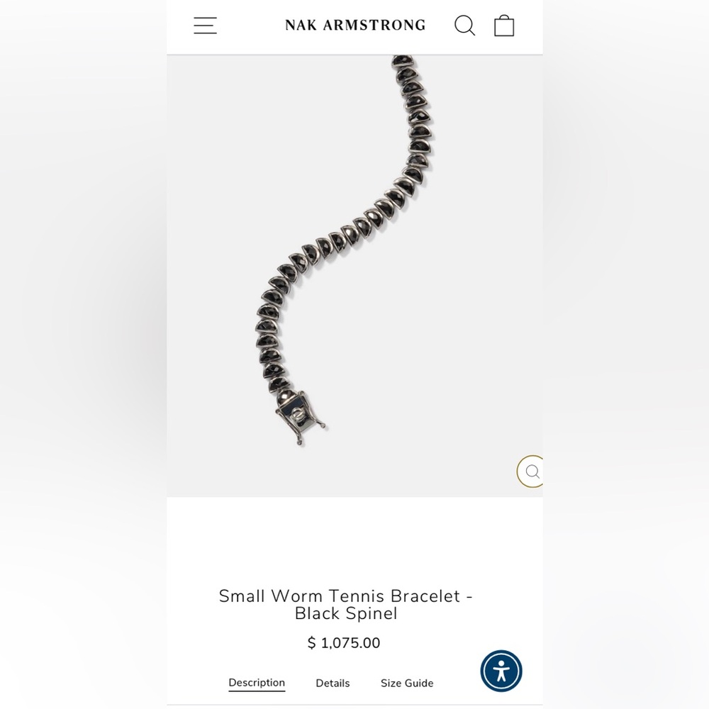 Worn Once; Nak Armstrong Small Worm Tennis Bracelet - Black Spinel.